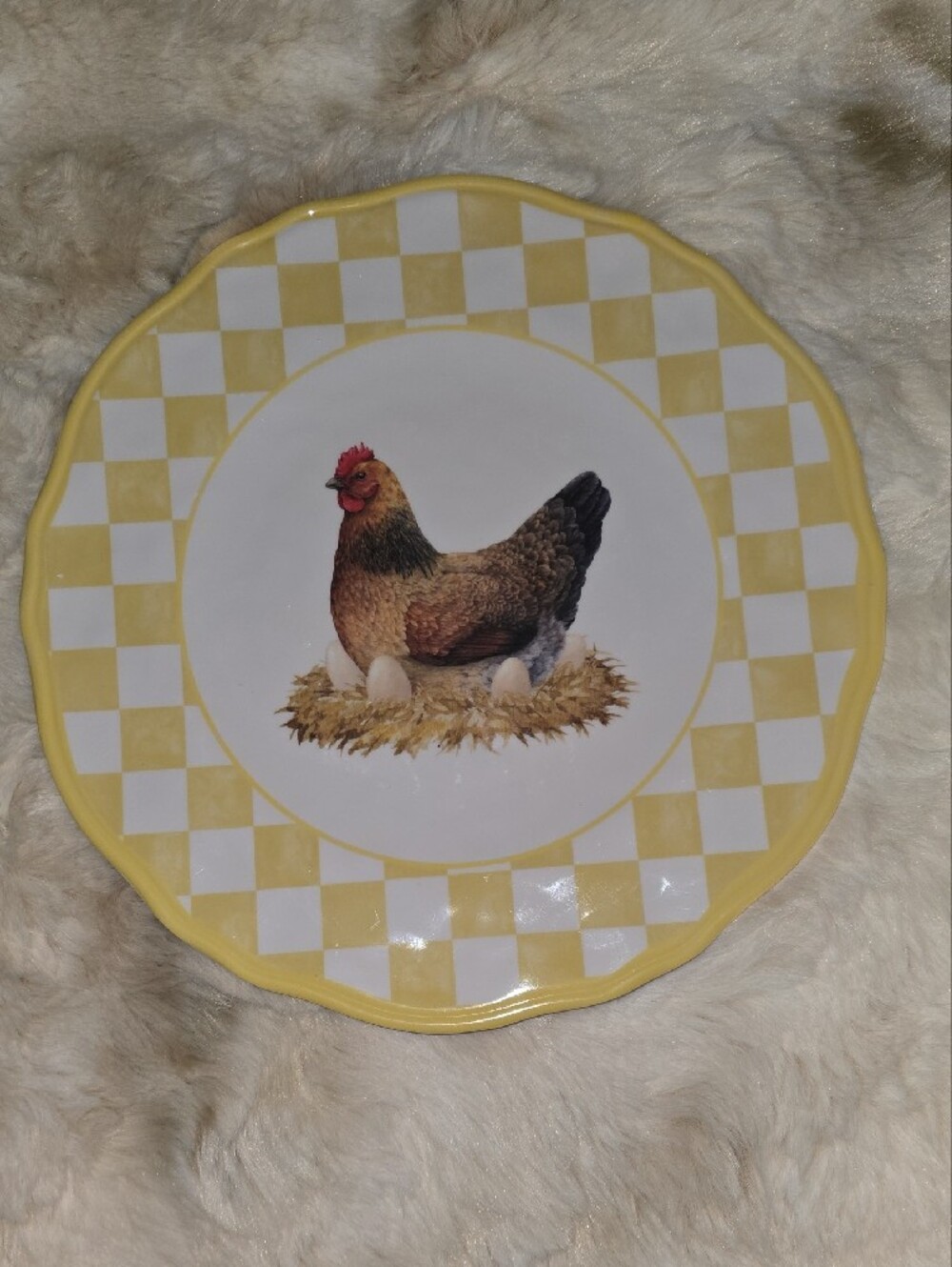 Farmhouse Checkered Dinner Plates Set - Blue, Gray, Yellow, Pink - Picture 5 of 6